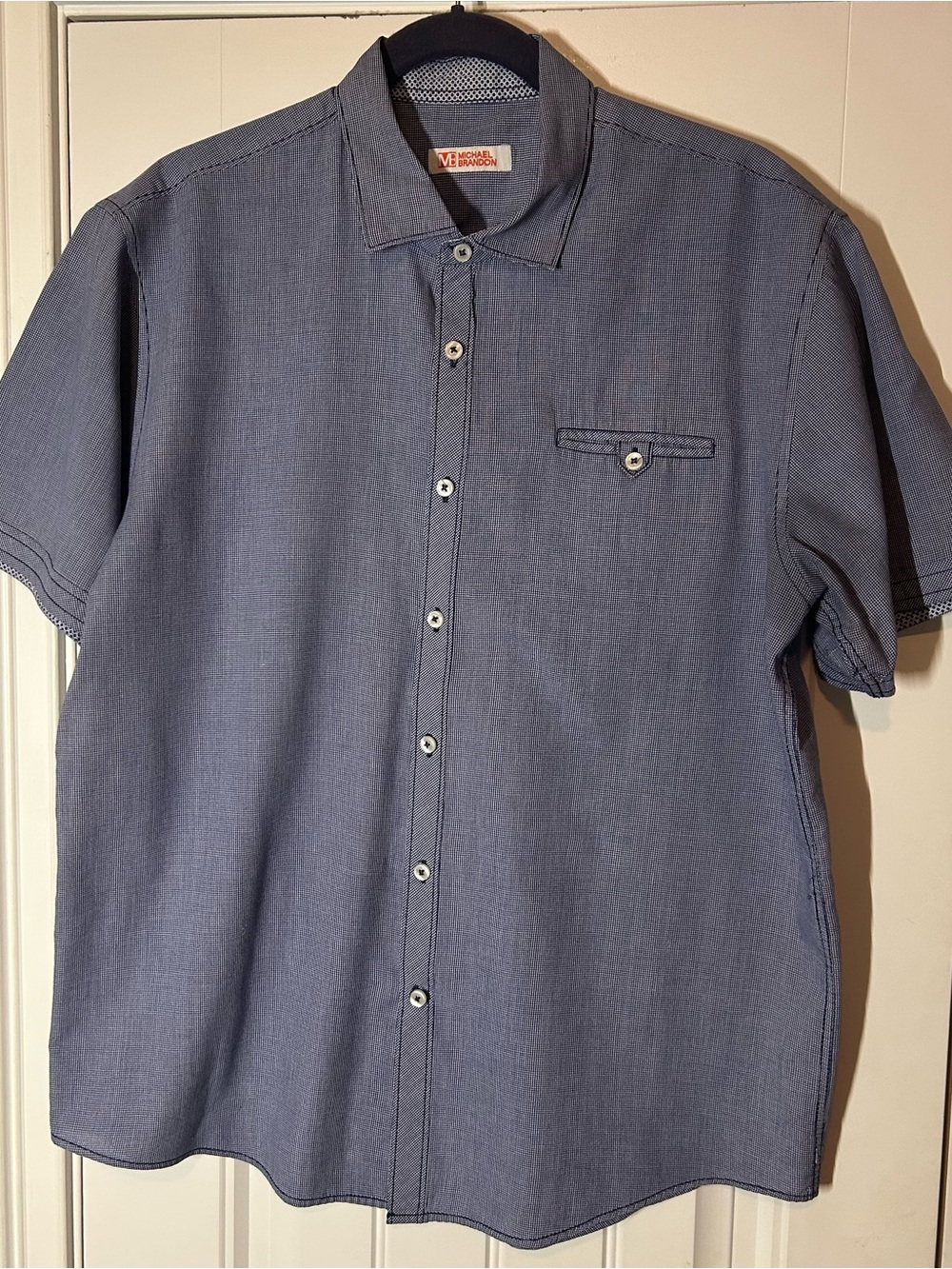 Michael Brandon Short-Sleeve Button-Down Shirt in Slate Blue